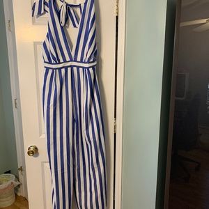 WAYF Where Are You From Stripped Blue and White Jumpsuit